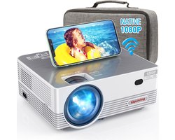 UpLiving® LCD Mini Beamer met WiFi | Met Bluetooth | Native Full HD | 10.000:1 Contrastratio | 8.000 Lumen | Projector - Mini Beamer - Draagbare Pocket Beamer - Afstandsbediening - Draagtas