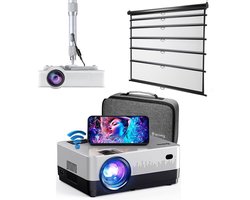 UpLiving® Thuisbioscoop set | Behuizing 236cm Breed | UpLiving™ LCD Mini Beamer met WiFi | UpLiving™ Beamerbeugel | UpLiving™ handmatig projectiescherm | Surround set Home Cinema | Projector | Mini beamer | Pathe Thuis | Filmpakket