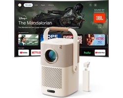 Yaber T2 Plus Beamer - Projector - Sound by JBL - Audio By Dolby - 450 ANSI Lumen - Geïntegreerde JBL Bluetooth Speakers - Inclusief Chromecast -1080P FHD Resolutie - Mini Beamer - Draagbaar