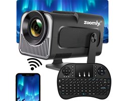 Zoomly® Pro MAX Beamer - Projector - Mini Beamer - Full HD 1080p - Ondersteund 4k - Home Cinema - Android 11.0 - WiFi 6 & Bluetooth 5.2 - 9000 Lumen - Zwart