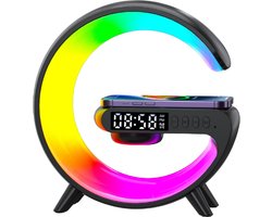 Bluetooth Speaker - Smart G Light Bluetooth Audio 15W - Alles-in-één - Wekker - Draadloze Oplader & RGB Atmosfeer Lamp