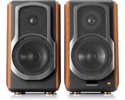 Edifier: S1000W Actieve Wifi Boekenplank speakers - 2 stuks - Zwart/Bruin