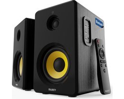 Majority D40X - actieve boekenplank luidsprekers - aansluiten met Bluetooth, USB, AUX, RCA en optisch - ingebouwde versterker - 4 inch basdrivers - afstandsbediening en ingebouwd bedieningspaneel - Kevlar basweergave - plug and play