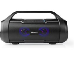 Nedis Bluetooth Party Boombox - 6 uur - 2.0 - 120 W - Media afspeelmogelijkheden: AUX / Micro-SD / USB - IPX5 - Koppelbaar - Handgreep - Feestverlichting - Zwart