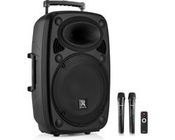 Party speaker Bluetooth - Vonyx Verve46 - 1000 Watt - partybox op accu - 2 draadloze microfoons - zwart