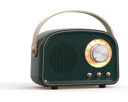 Retro Vintage Radio Bluetooth Speaker – Draadloze Speaker met Vintage Design – FM Radio en Bluetooth voor Stereogeluid - Donkergroen