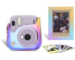 Fujifilm Instax Mini 11 Bundel - Instant camera + 1 x 10 stuks pastel film, cameratas & lijst - Iridescent Lilac Purple