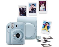 Fujifilm instax Mini 12 Bundel - Instant camera + 1 x 10 stuks film cameratas & stickers - Pastel Blue