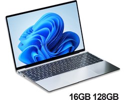 15.6" Ultra Slim Laptop - 16GB RAM 128 SSD - Intel N3700 Notebook - Gamer - 1920*1080 Display - PC Windows 11 Pro - Zilver - 35.8 x 1.8 x 24.5