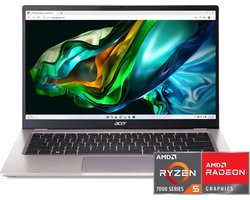 Acer Swift Go SFG14-41-R0FQ roze laptop AMD Ryzen 5 7530U, 14" FHD IPS, 16GB DDR4X, 512GB NVMe SSD, AMD Radeon Graphics, Windows 11 Home