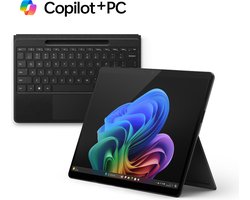 Microsoft Surface Pro 11 OLED Copilot+ Laptop + Surface Pro Toetsenbord - Snapdragon X Elite/16GB RAM/512GB SSD - 13 inch - QWERTY - Zwart