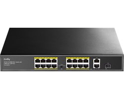 Cudy 16-poorts 10/100M PoE+ switch met 2GbE en 1 SFP-poort