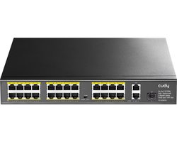 Cudy 24-poorts 10/100M PoE+ switch met 2 gigabit uplinkpoorten en 1 SFP-slot, model