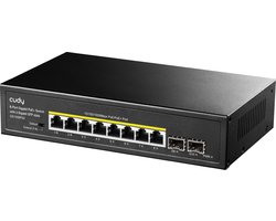 Cudy 8-poorts Gigabit PoE+ switch met 2 Gigabit SFP-sleuven