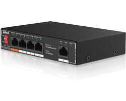 Dahua PoE Ethernet Switch - 5 Poorten incl. uplink - Unmanaged - 5 x 10 / 100 Mbps - Hi-PoE 60W Poort - Internet - Netwerk splitter - DH-SF1005P