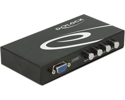 Delock 87635 VGA-switch 4 poorten Bidirectioneel bruikbaar, Met metalen behuizing 1920 x 1440 Pixel