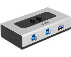 DeLOCK bi-directionele USB schakelaar 2x USB-B - 1x USB-A - USB3.0 / zilver/zwart