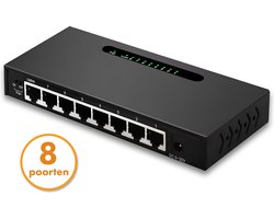 Drivv. Netwerk Switch - 8 Poorten - Internet Switch - RJ45 splitter - zwart