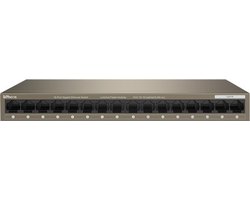 DrPhone OptiNet – 16 Poorten Gigabit Ethernet Switch – Energiebesparende Ethernet Switch – 6Kv Schokbestendige Ethernet Switch – Grijs