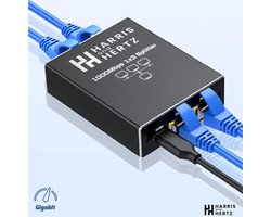 Harris and Hertz - Ethernet Gigabit Netwerksplitter - 1 Naar 3 - 1000/100Mbps Ethernet-splitter - Met USB-Voedingspoort - Netwerk Switch