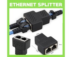 Internet / Netwerk / Ethernet Kabel Splitter zwart | Supersnelle Verdeler Connector / Adapter Voor UTP / FTP / RJ45 / ISDN / LAN