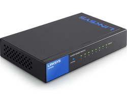 Linksys LGS108 Unmanaged Switch - Gigabit Ethernet - 8 Poorten - Eenvoudige Installatie - Blauw