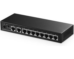 Netwerk Switch - 8 Poorten 100/1000Mbps - Internet Splitter - Plug en Play - 2 Gigabyte Uplink - Ethernet - Voor Internetkabel