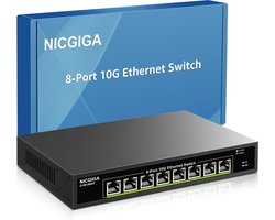 NICGIGA 8-Poorts 10G Ethernet Switch - Unmanaged - 8x 10Gb Base-T Poorten