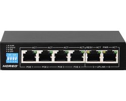 PoE Switch - Power Over Ethernet Switch- 6 Poorten - 10/100 - Beveiliging / IP-Camera's / Alarmsystemen / Routers