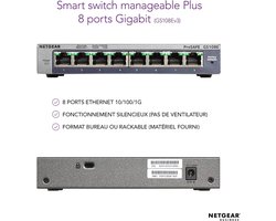 Smart Managed Gigabit Switch met 8 poorten - Plug-and-Play, Configureerbaar, VLAN, QoS/DOS, IGMP Snooping