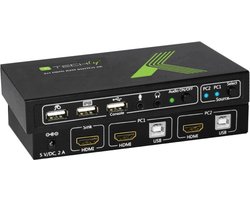 TECHly IDATA-KVM-HDMI2U 2 poorten KVM-switch HDMI USB 3840 x 2160 Pixel