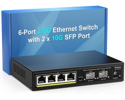 VIMIN - 6-poorts 2,5G - Netwerkswitch - One-Key VLAN - Ventilatorloos