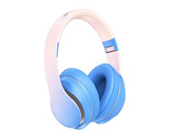 AngelTech Over Ear Kinderkoptelefoon – Hoofdtelefoon kinderen - Volume Begrensd – Draadloos – 20 Uur Speeltijd- Kinder Koptelefoon – Inclusief Audiodraad - Met Microfoon – Noise Cancelling – Blauw of Roze