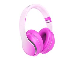 AngelTech Over Ear Kinderkoptelefoon – Hoofdtelefoon kinderen - Volume Begrensd – Draadloos – 20 Uur Speeltijd- Kinder Koptelefoon – Inclusief Audiodraad - Met Microfoon – Noise Cancelling – Roze of Blauw