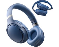 Draadloze Koptelefoon met FM Radio en Bluetooth - 55+ Uur Batterijduur - Inklapbaar Design - Passieve Noise Cancelling - Koptelefoons Draadloos - Blauw