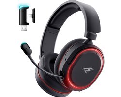 Kofire Valorise UG-08S - 2.4Ghz PS4 Draadloze Gaming headset - 7.1 Surround Sound - met Retractable ENC microfoon - Over-ear PS5 Koptelefoon - Multiplatform - Zwart rood