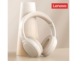 Lenovo - Koptelefoon draadloos - Hoofdtelefoon bluetooth - Yoga sportkoptelefoon - Beige koptelefoons - Opvouwbaar - Musthave beige koptelefoon