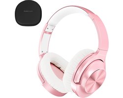 PowerLocus Draadloze over-ear koptelefoon met Noise Cancelling – Microfoon – Wireless & met Aux kabel Mode – incl. Premium Case - Rose Gold