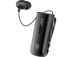 ProMate® Draadloze Professionele Mono Headset met Bluetooth v5.3, Intrekbare Kabel, Waterbestendigheid, Omgevingsgeluidsreductie, LED Display en Lange Batterijduur, voor Skype, Zoom, Trucker, MonoFlix-BT