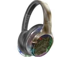 ProMate® Premium Draadloze Hoofdtelefoon, Hi-Fidelity Transparante ANC Bluetooth v5.4 Headset met RGB-verlichting, Microfoon, Opvouwbaar Ontwerp, 40 uur Speeltijd, 600mAh Batterij en 3.5mm Jack, TransTune Gunmetal.