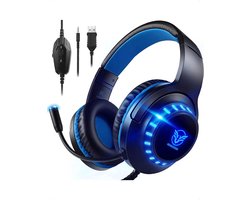 StayPowered Gaming Headset - Ultiem Geluid & Comfort - Noise Cancelling Microfoon - Surround Sound - Multi-platform Compatibel - Plug & Play - Ergonomisch Design - LED Verlichting - Zwart/Blauw - Levering Sneller dan Aangegeven!