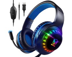 StayPowered Gaming Headset - Ultiem Geluid & Comfort - Noise Cancelling Microfoon - Surround Sound - Multi-platform Compatibel - Plug & Play - Ergonomisch Design - LED Verlichting - Zwart/Blauw - RGB-verlichting - Levering Sneller dan Aangegeven!