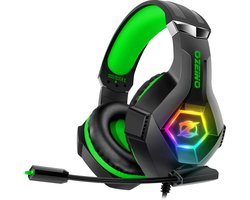 StayPowered Gaming Headset - Ultiem Surround Sound - Noise Cancelling Microfoon - Comfortabel en Duurzaam - Multiplatform Compatibel - RGB LED Verlichting - Stevige Gevlochten Kabel - Groen - Levering Sneller dan Aangegeven!