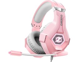 StayPowered Gaming Headset - Ultiem Surround Sound - Noise Cancelling Microfoon - Comfortabel en Duurzaam - Multiplatform Compatibel - RGB LED Verlichting - Stevige Gevlochten Kabel - Roze - Levering Sneller dan Aangegeven!