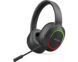 TechU™ Draadloze Koptelefoon met Microfoon Bluetooth 5.0 – Game Headset met LED Licht – Hoofdtelefoon voor Muziek, Podcast & Gamen – Zwart