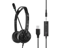 USB aansluiting Stereo Stereofonisch Hoofdband Zwart hoofdtelefoon - Headset met Microfoon voor Laptop en PC - Koptelefoon voor Video Bellen