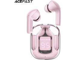 ACEFAST T6 Draadloze Oordopjes Pink Lotus - Met draadloos oplaadbare case - Noise Cancelling Oortjes - Bluetooth 5.2 - Stijlvol & Clean Design