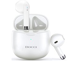 Docci® Draadloze Oordopjes - Bluetooth Earpods - Draadloze Oortjes - Koptelefoon voor IOS & Android - Witte Draadloze Oordopjes