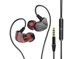 DrPhone Hi15 AUX 3.5mm In-Ear Oordoppen - Dynamische BASS - Oortelefoon met microfoon - Oorhaak Design - Passief ruisonderdrukking - Grijs/Zwart