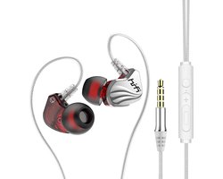 DrPhone Hi15 AUX 3.5mm In-Ear Oordoppen - Dynamische BASS - Oortelefoon met microfoon - Oorhaak Design - Passief ruisonderdrukking - Wit